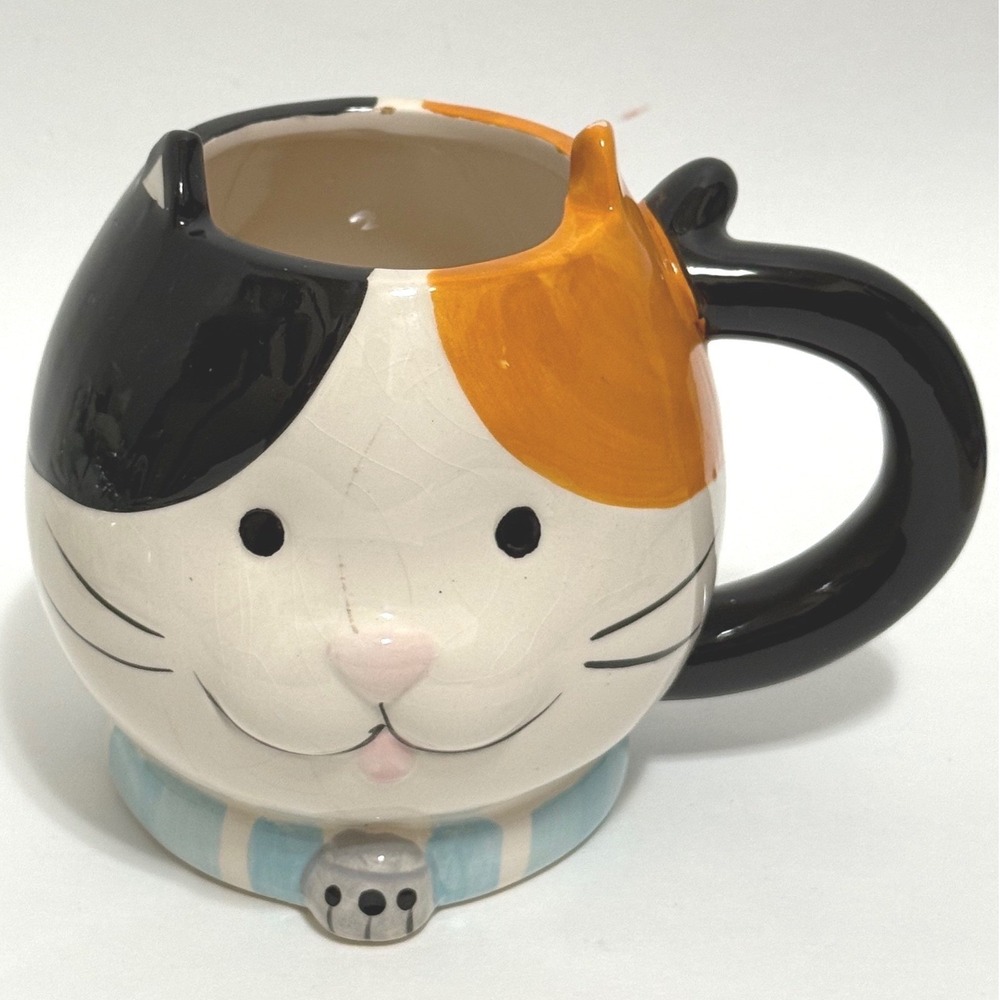 Home Essentials Calico Cat Face Coffee Mug Ceramic Cute Kitty Animal Cup 3D